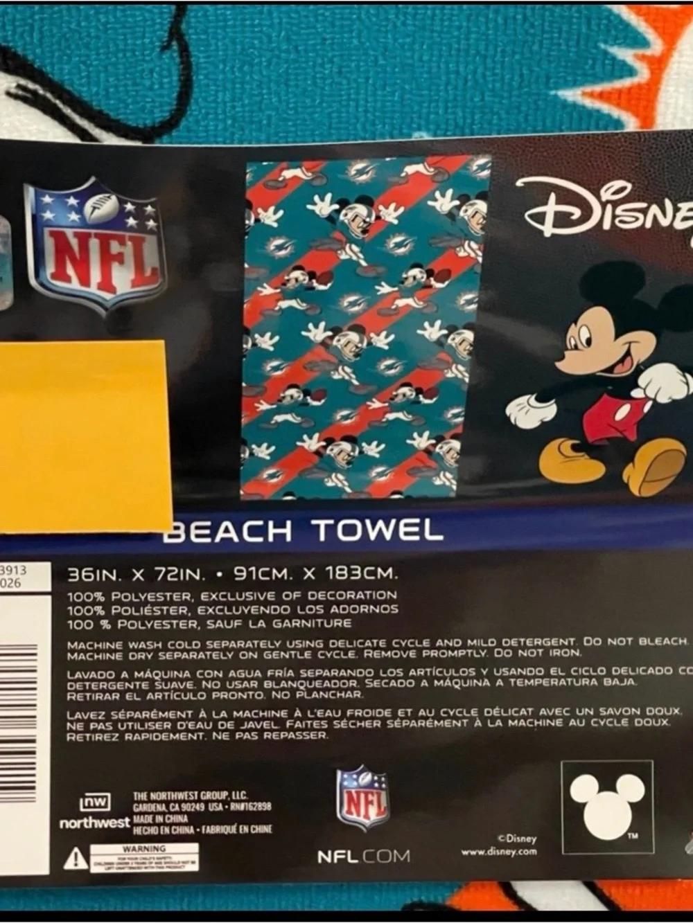 NFL Miami Dolphins Beach Towel Mickey Dolphins Beach Towel Football